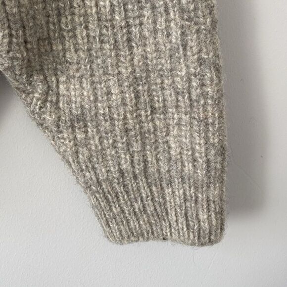 Eddie Bauer Mens sz M Wool Blend Shawl Collar Cable Knit Sweater Gray Fisherman - Picture 6 of 7